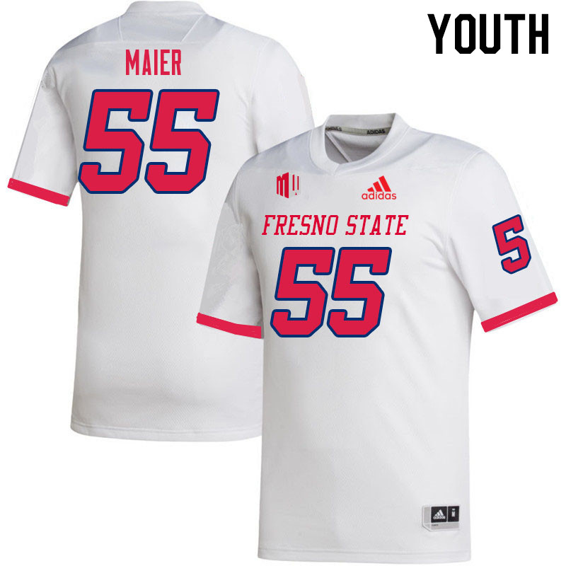 Youth #55 Nate Maier Fresno State Bulldogs College Football Jerseys Sale-White - Click Image to Close